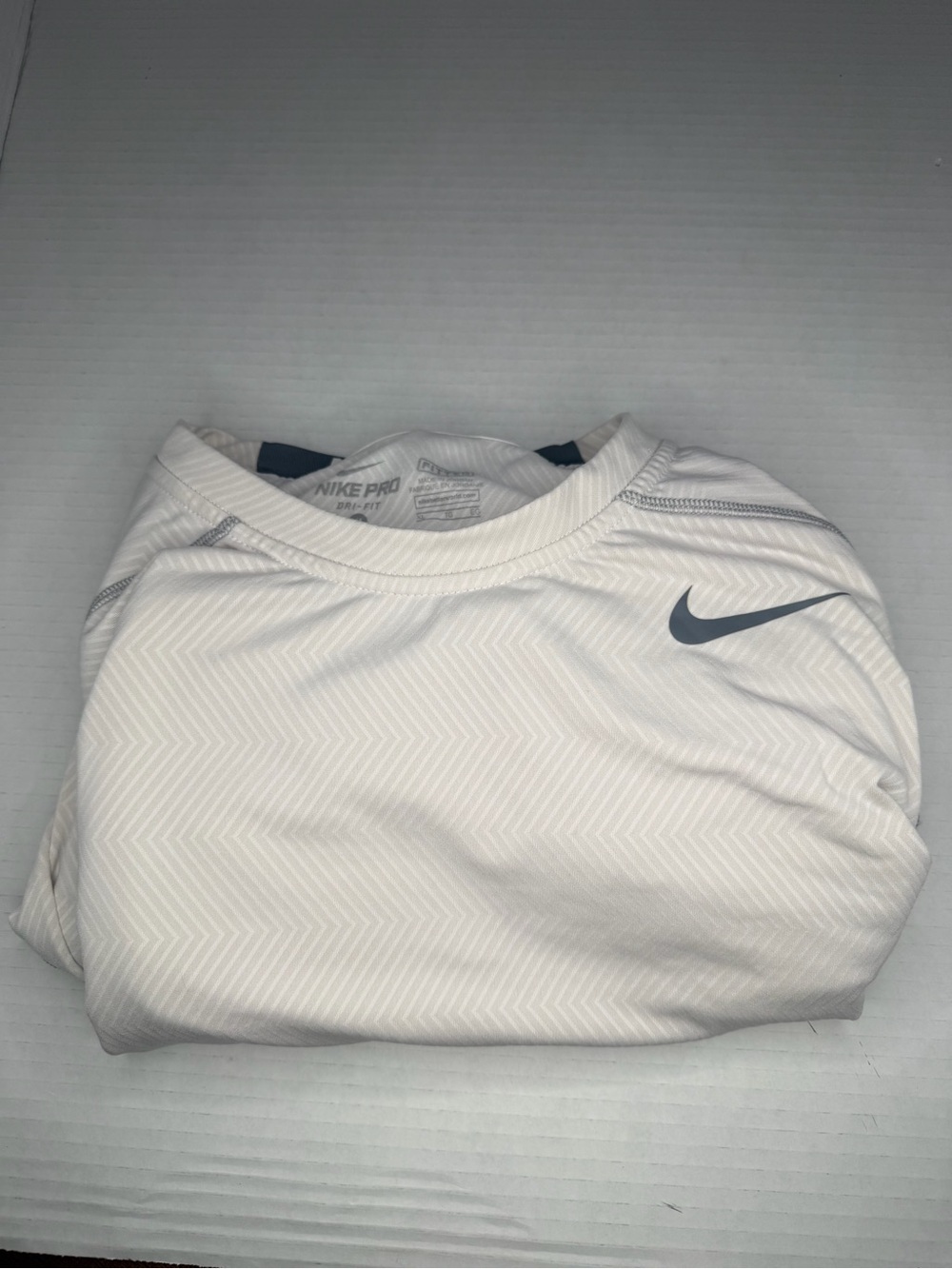 Nike Pro Combat Shirt Mens XL White Dri-FIT Fitted Long Sleeve Top